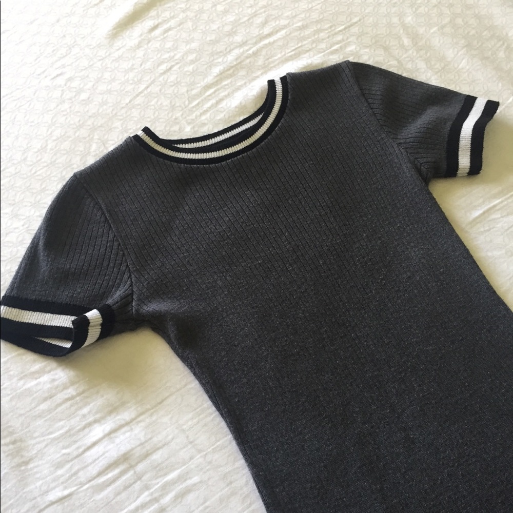 SOLD Ribbed Ringer Body Con Gray Dress